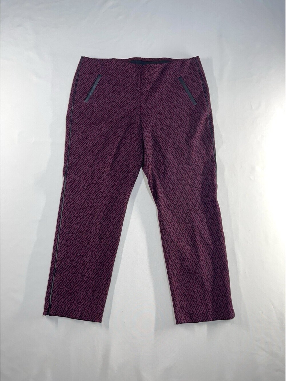 Chicos Juliet 360 Pull-on Ankle Pants Sz 3 US 16 Chianti Black Faux Leather